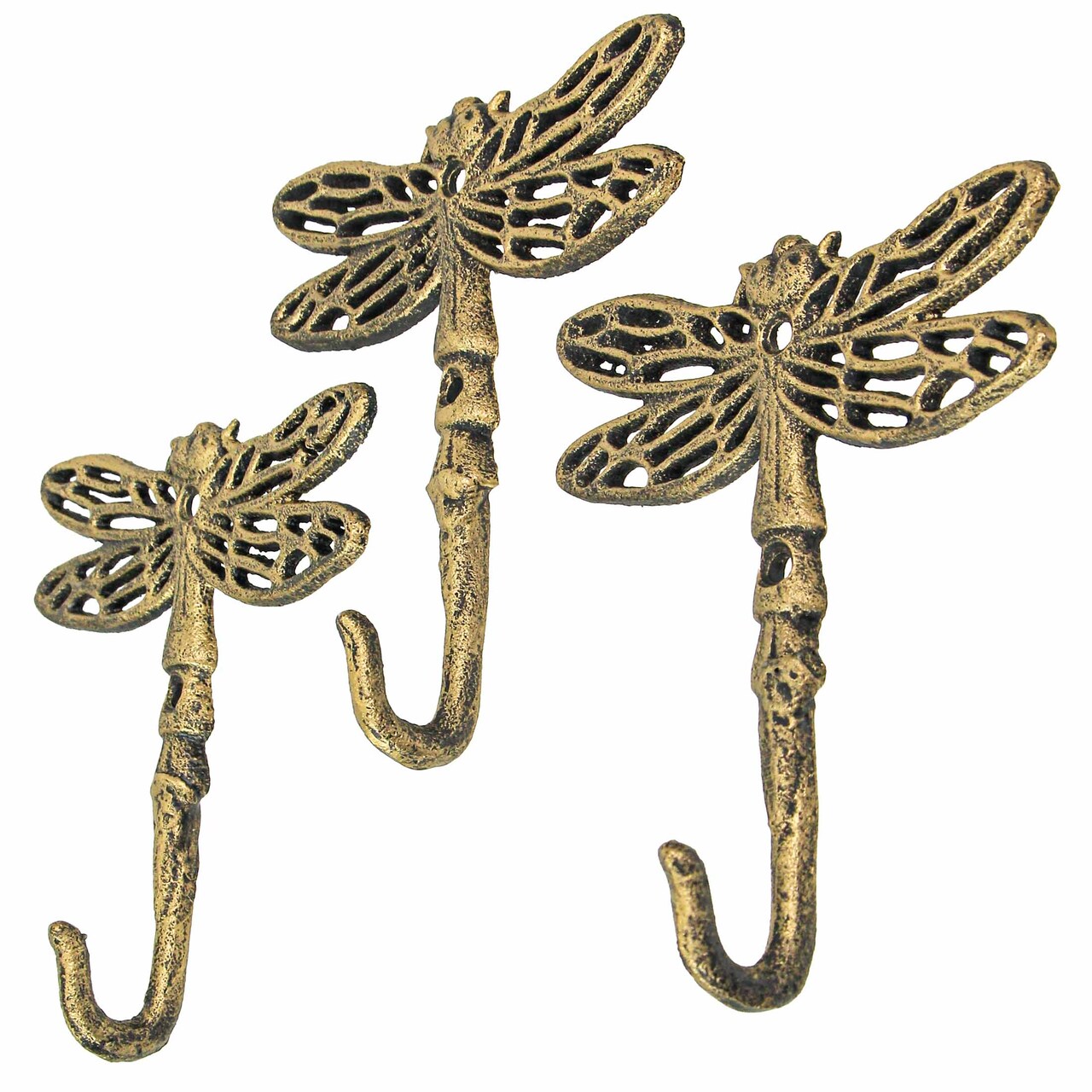 5 Inch Cast Iron Dragonfly Wall Hook Decorative Towel Hangers Coat Rack Set of 3